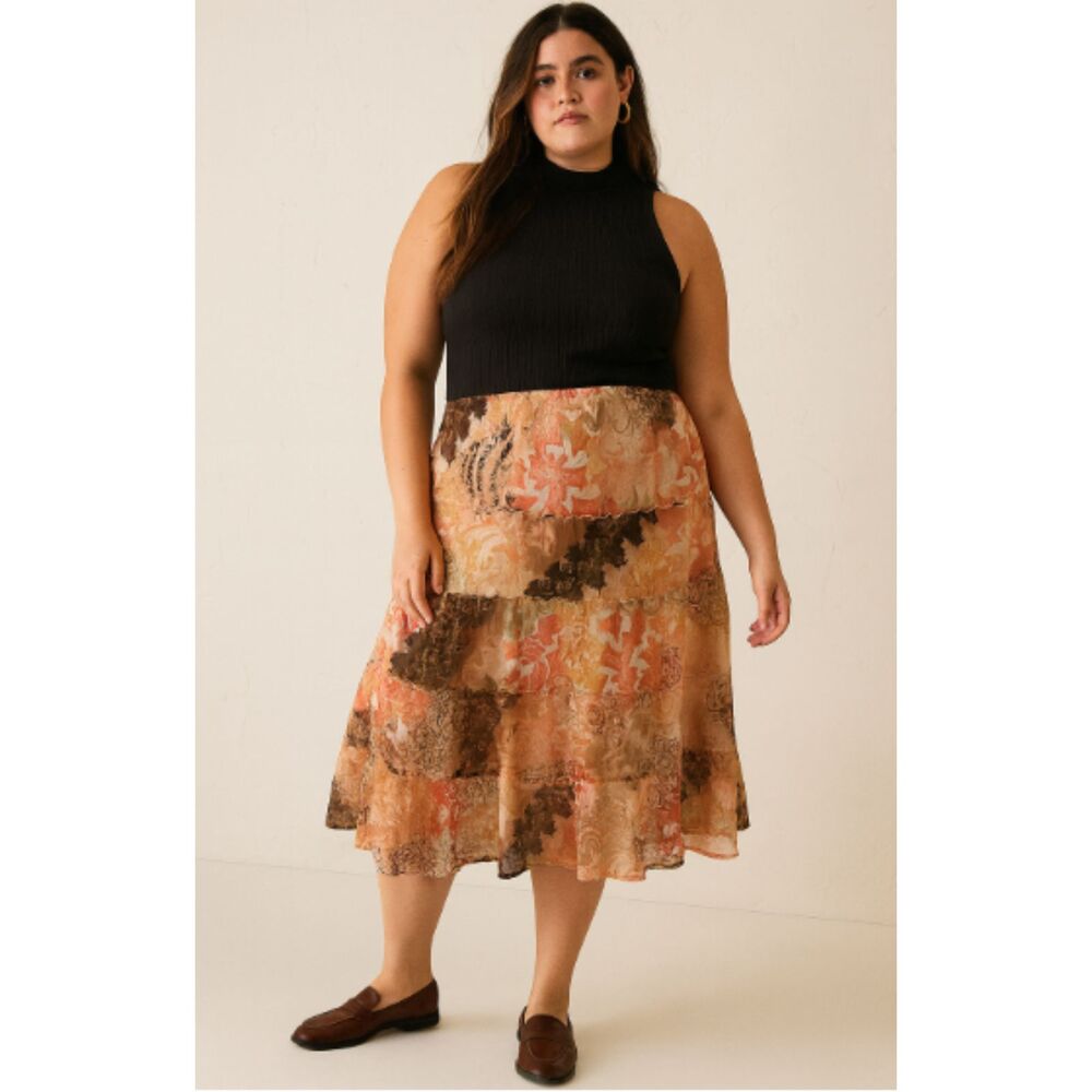 Y2K Dressbarn Fairycore Floral Tiered Skirt Size Large‎